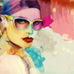 Woman,Face.,Hand,Painted,Fashion,Illustration