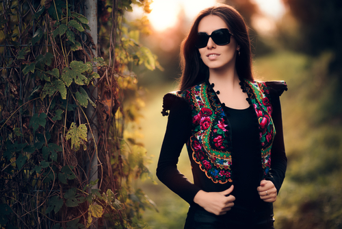 Fashion,Woman,With,Sunglasses,And,Floral,Vest,-,Portrait,Of