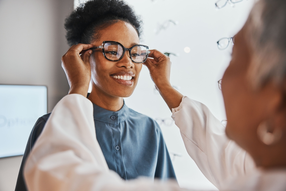 Glasses,Check,,Black,Woman,And,Customer,With,Store,Worker,And